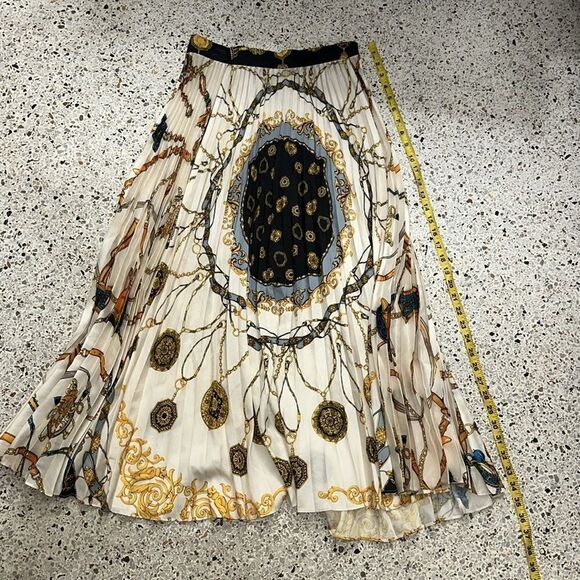 Zara chain navy gold accordion midi skirt small s - Picture 9 of 9